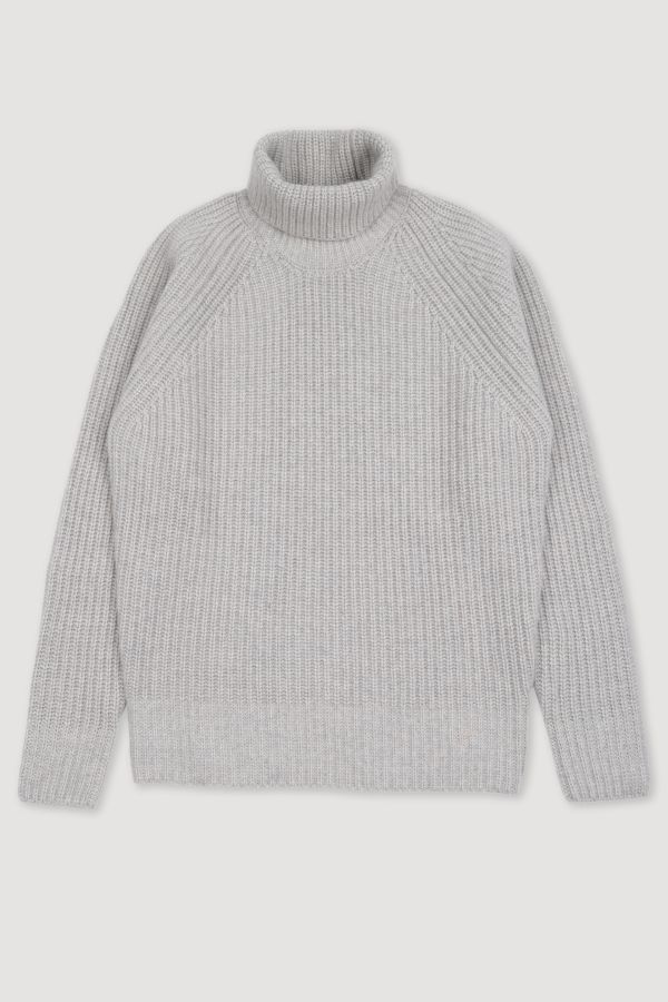 CASHMERE, RIBBED ROLLNECK SWEATER
