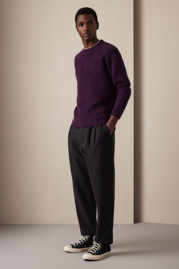 CASHMERE, RIBBED CREWNECK