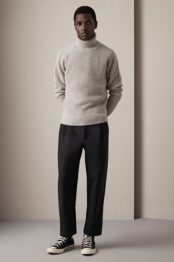 CASHMERE, RIBBED ROLLNECK SWEATER
