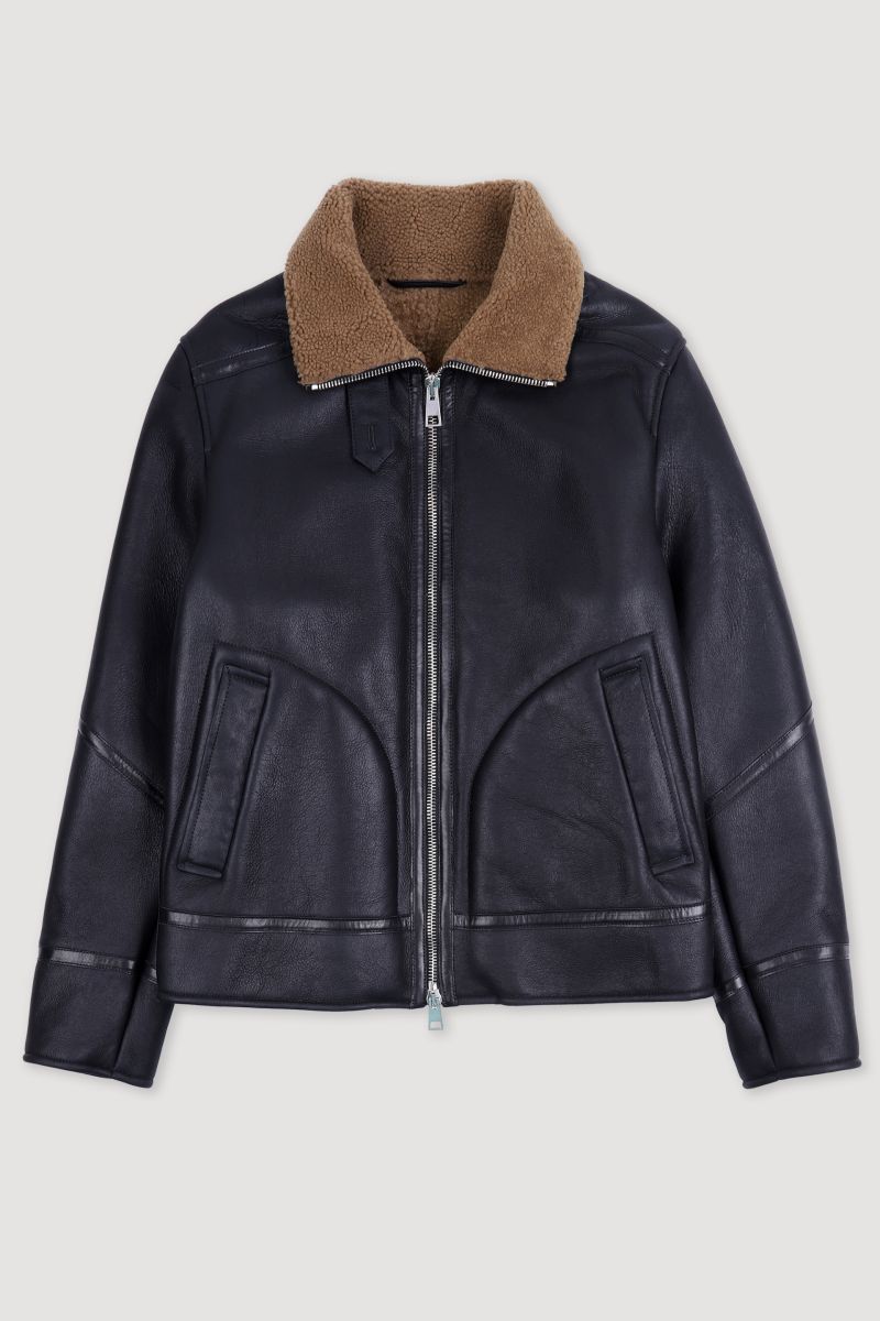 Nappa Shearling Aviator Jacket Black camel Men s designer luxury outerware made in Italy Valstar