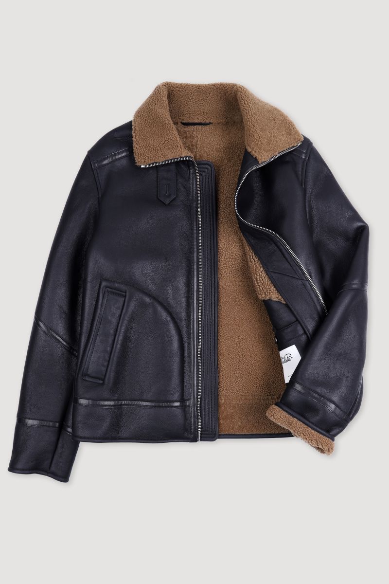 Nappa Shearling Aviator Jacket Black/camel – Men's designer luxury ...